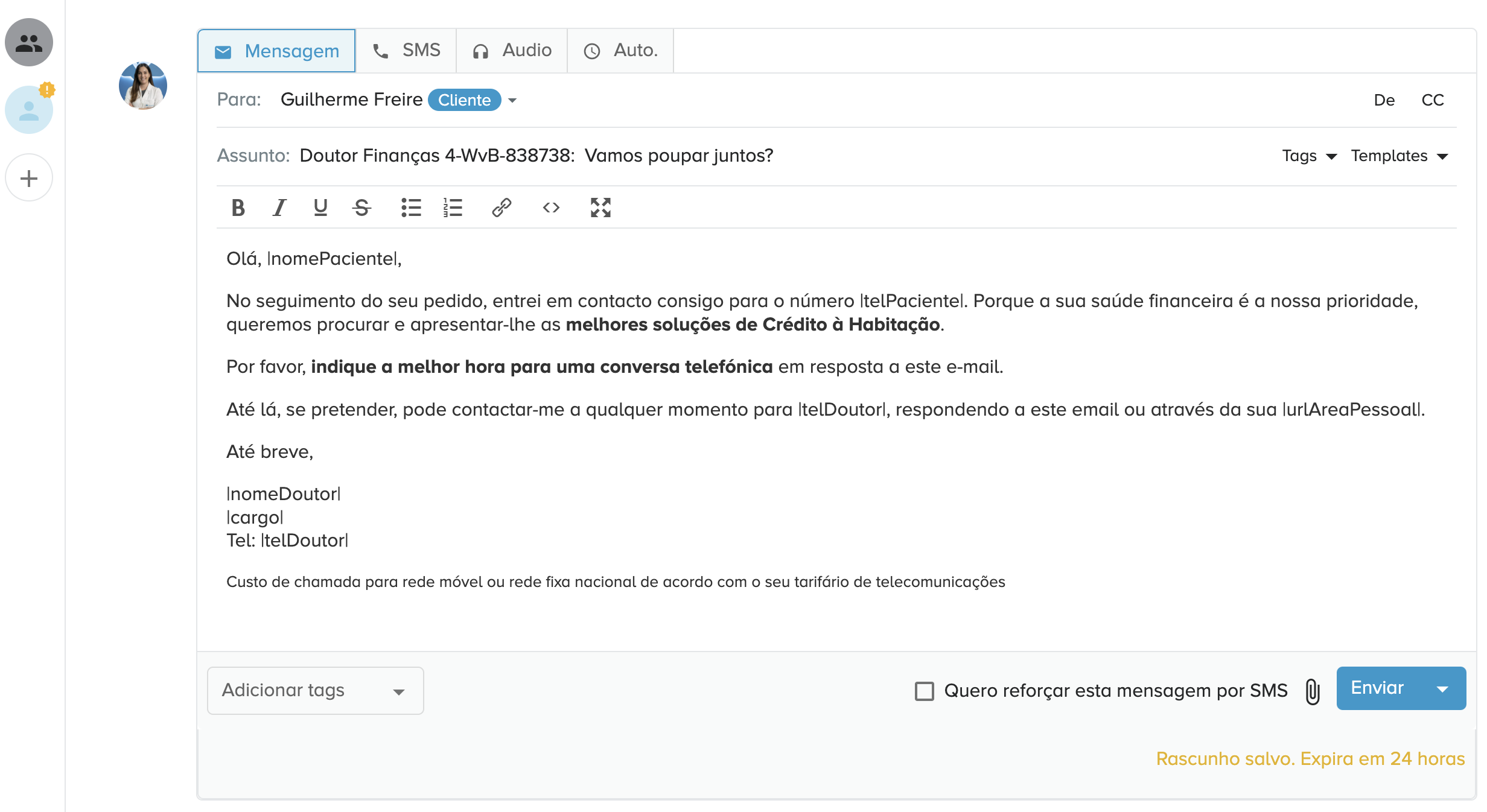 Não percas mais mensagens: chegaram os rascunhos à clínica