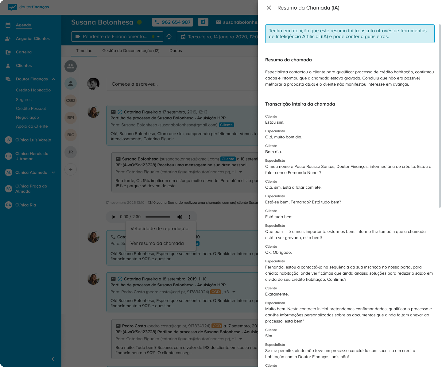 Transcrição de chamadas: Menos tempo a ouvir chamadas, mais tempo com o cliente